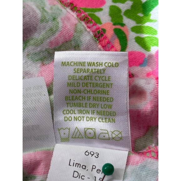 Lilly Pulitzer Palmetto T-Shirt Dress Floral Pink Green Pima Cotton Women XS - Picture 9 of 9